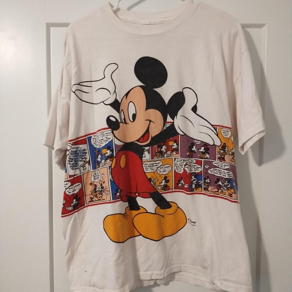 Vintage Disney 90's Mickey Mouse - Velva Sheen Allover Print T- Shirt - Size XXL